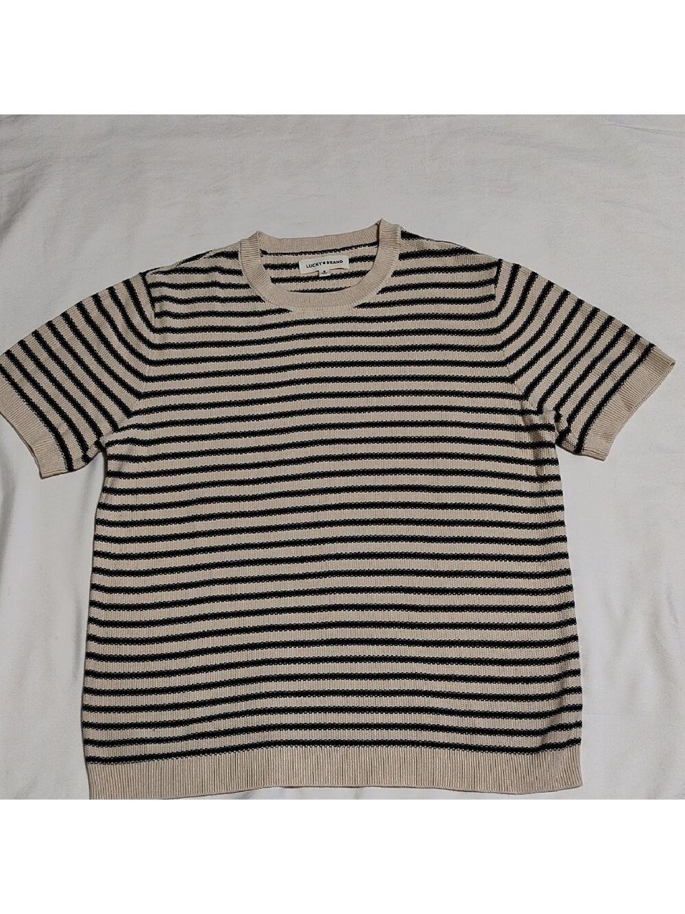 Lucky Brand Black and Cream Knit Top